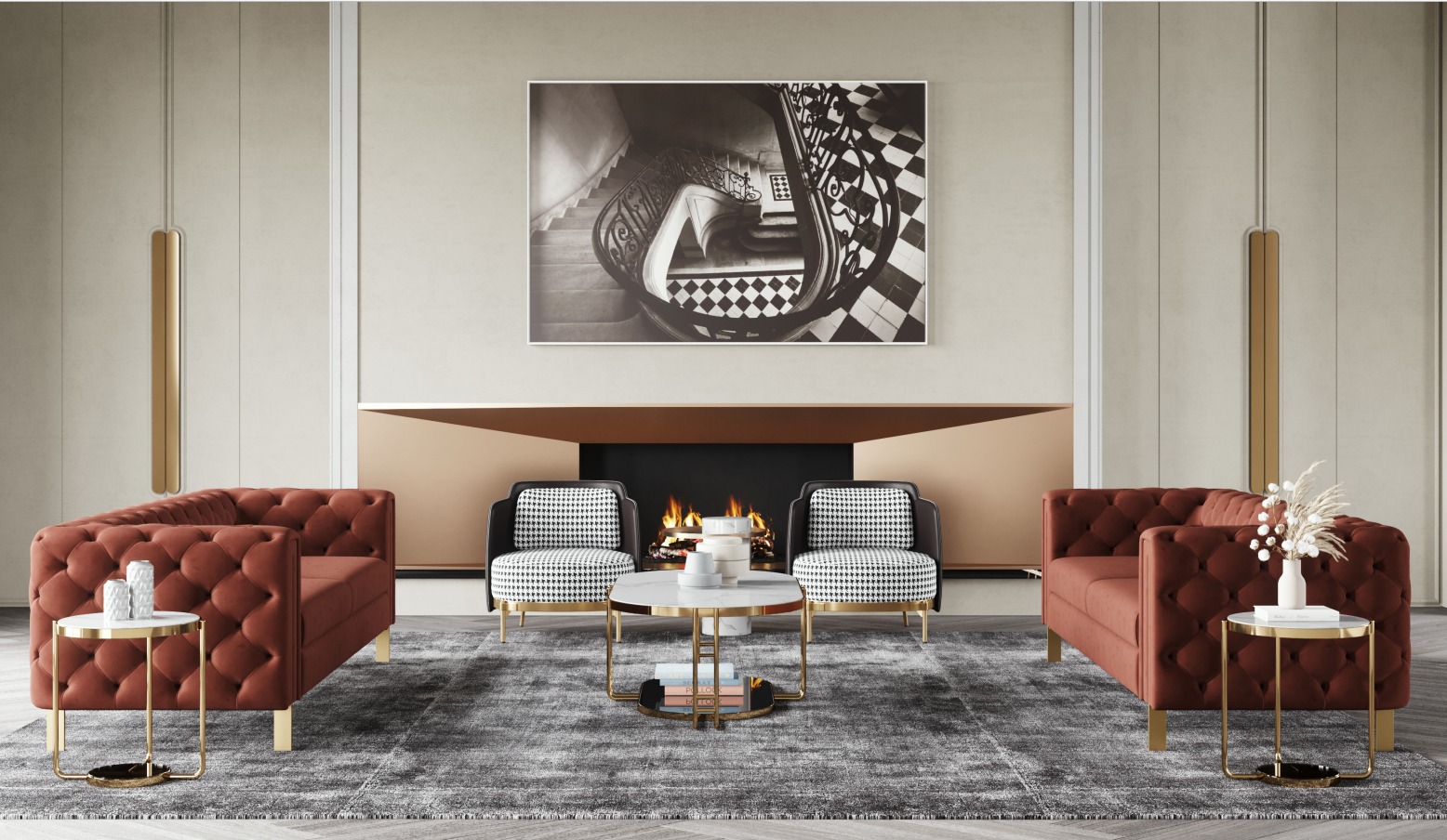 Sofagarnitur Set Sitz Polster 4tlg. Wohnzimmer Set Couchen Luxus Chesterfield