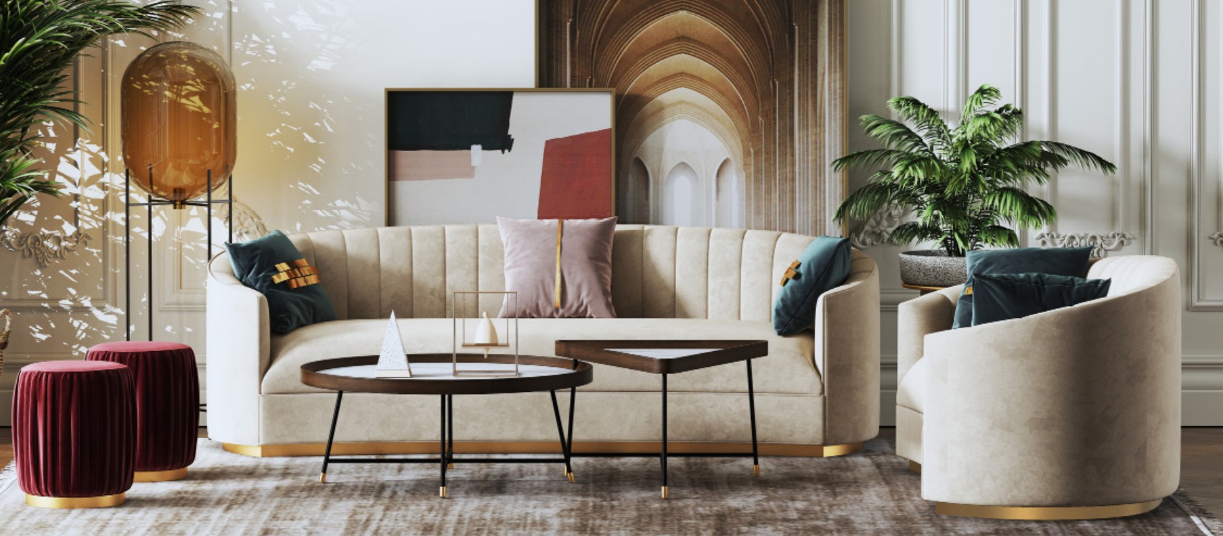 Sofagarnitur 3+1 Sitzer Set Design Sofa Polster Couchen Couch Modern Luxus