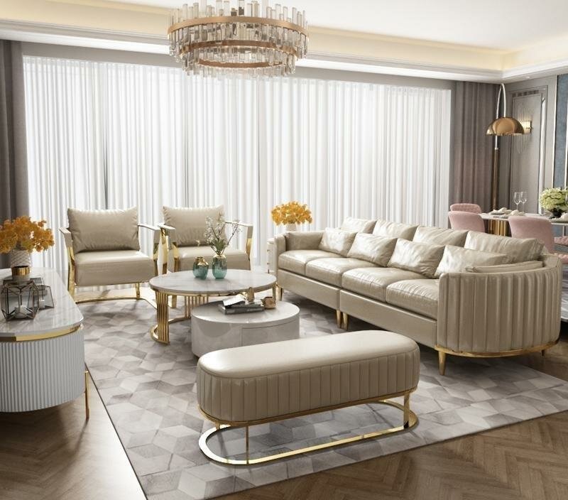 Polster Sofas Design Luxus Couch Sofa 4 Sitzer Stoff Couchen Viersitzer Leder