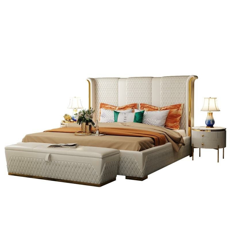 Bett 3tlg. Schlafzimmer Set Design Modern Luxus Möbel Nachttisch Betten 180x200