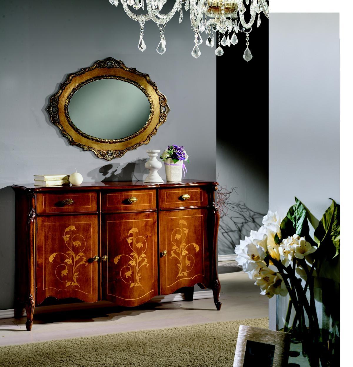Möbel Stil Barock 2tlg Set Luxus Holz Italienische Luxus Möbel Kommode mit Spiege Neu