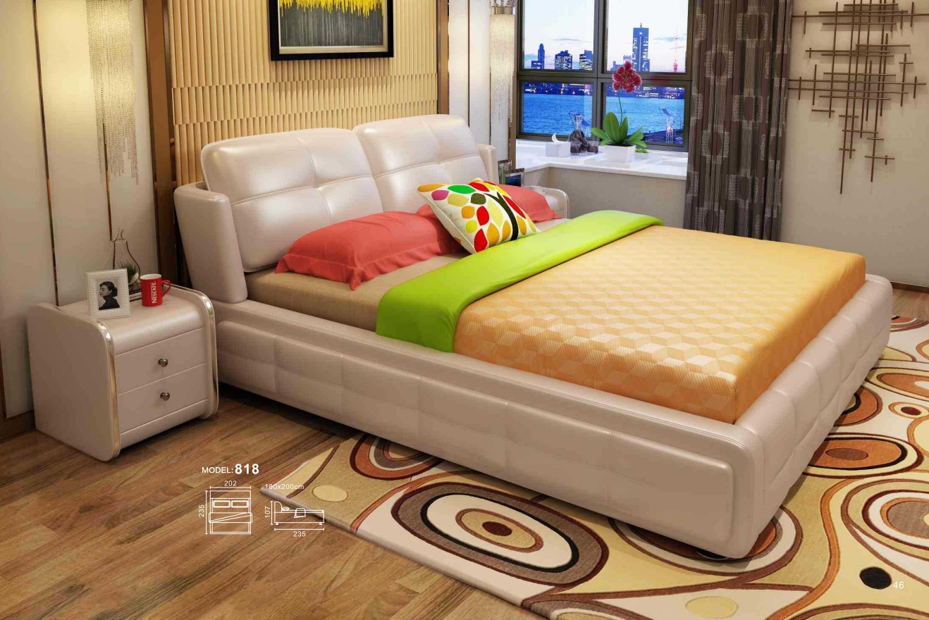Luxus Schlafzimmer Bett Polster Design 180x200cm Doppel Hotel Betten Leder