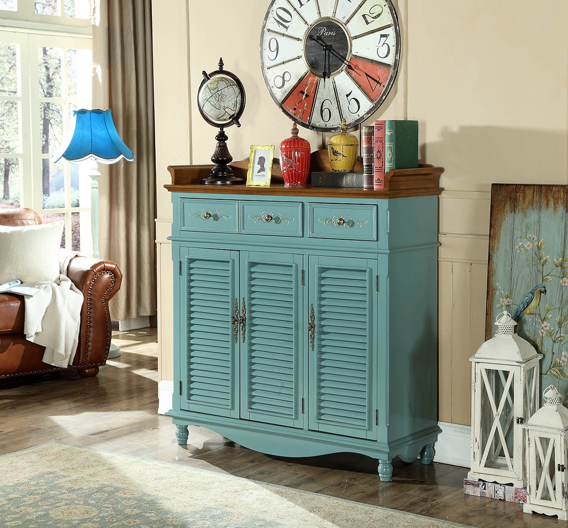 Echtholz Kommoden Blaue Anrichte Schränke Sideboard Regal Kommode Anrichten Neu