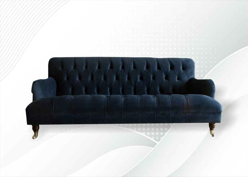 Chesterfield Blaue Couchen Textil Sofa Stoff Wohnzimmer Sofas Möbel Neu