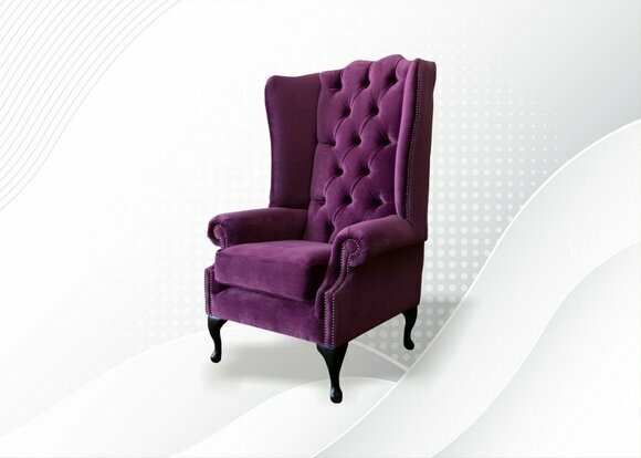 Sessel Violett Chesterfield Stoff Wohnzimmer Design Polster Neu Textil Luxus