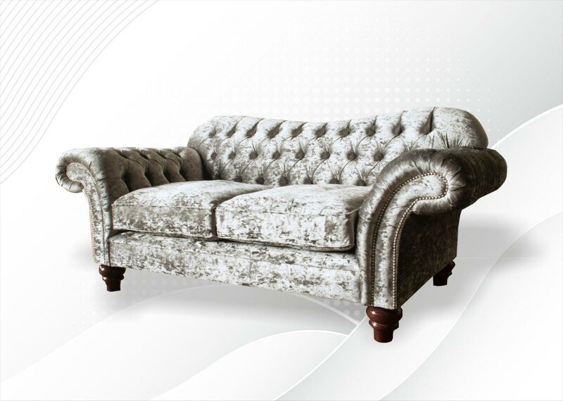 Chesterfield 2 Sitzer Silberne Wohnzimmer Couch Sofas Design Couchen
