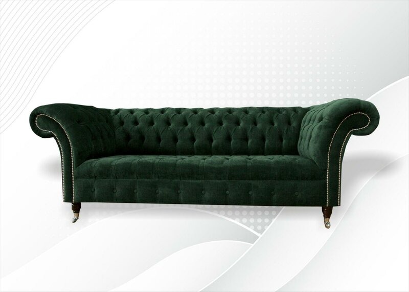 Chesterfield Grün Dreisitzer Sofa Design Couchen Polster Sofas Couch Textil
