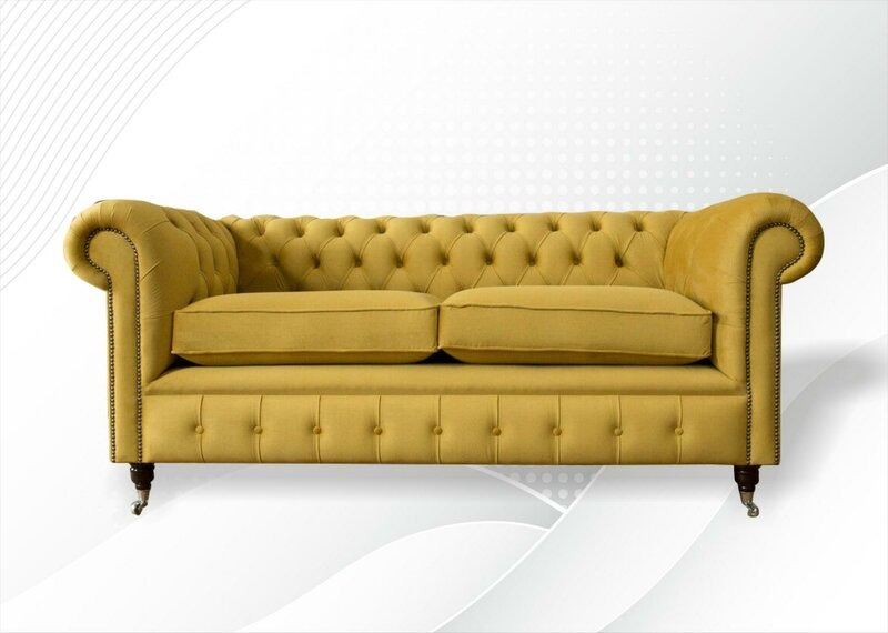 Chesterfield Gelb Sofa Wohnzimmer Design Couchen Polster Sofas Neu