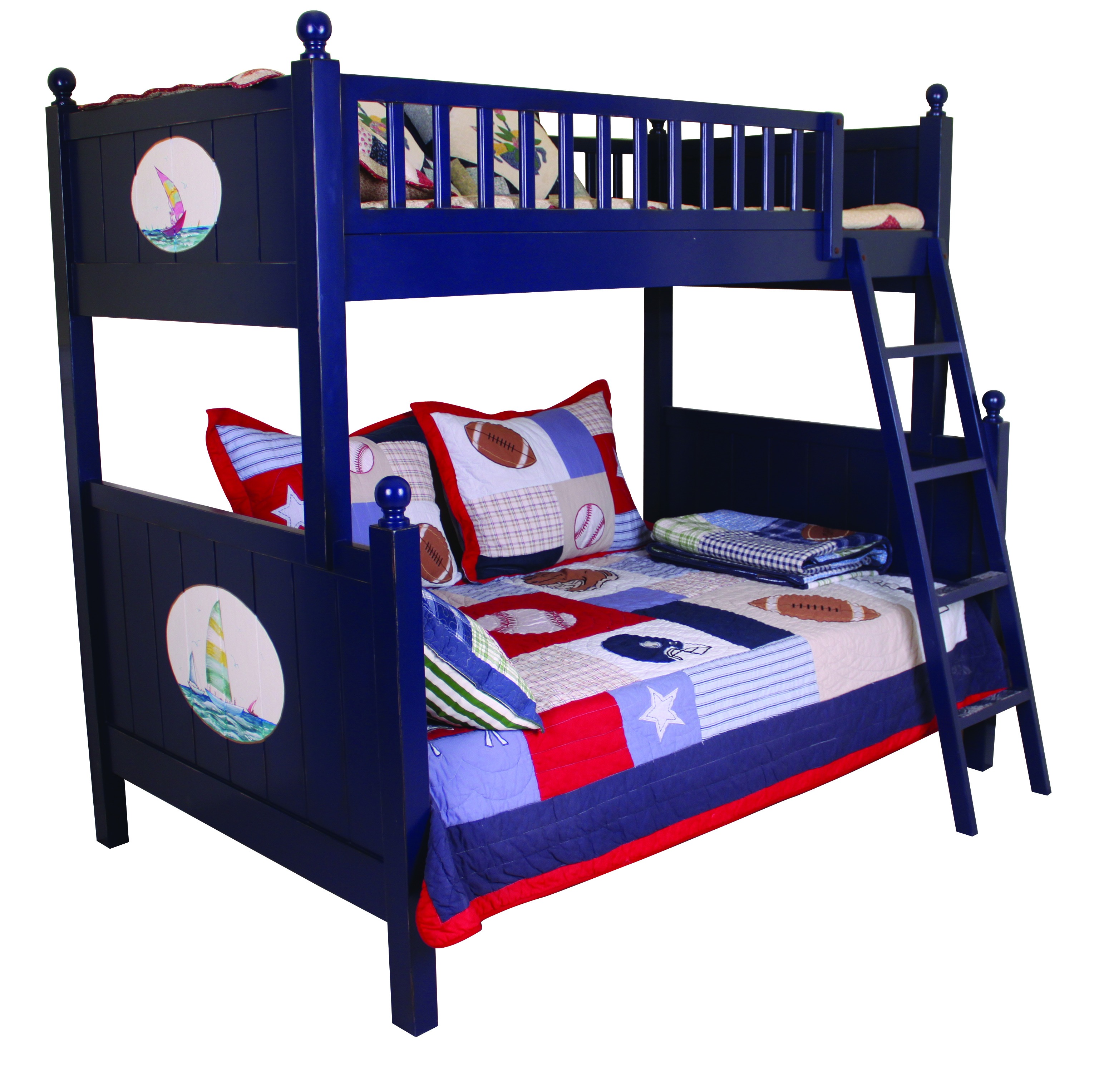 Klassisches Kinderbett Etagenbett Blau Hochbett Spielbett Kindeerbett Stockbett