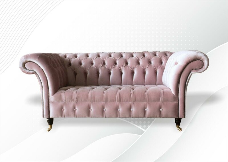 Chesterfield Rosa Stoff Wohnzimmer Design Couchen Polster Sofa Sofas
