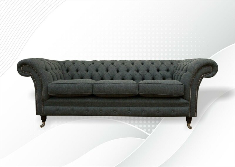 Chesterfield Dreisitzer Sofa Grau Moderne Couchen Sofas Design Couch