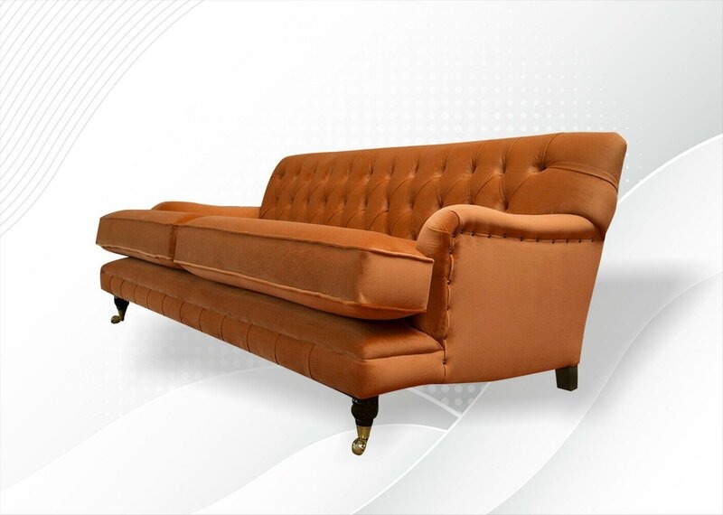 Chesterfield Orange Design Couchen Polster Sofas Couch Stoff Wohnzimmer