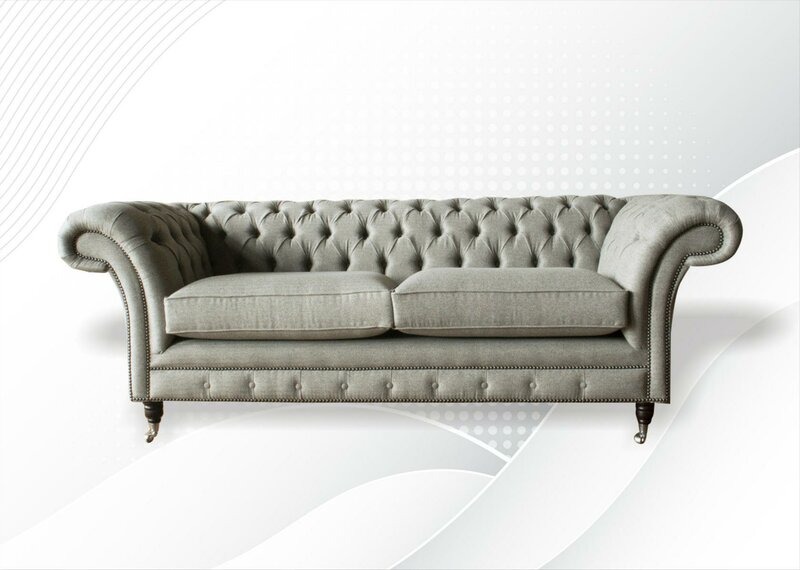 Chesterfield Beige Sofa Stoff Wohnzimmer Design Couchen Polster Sofas