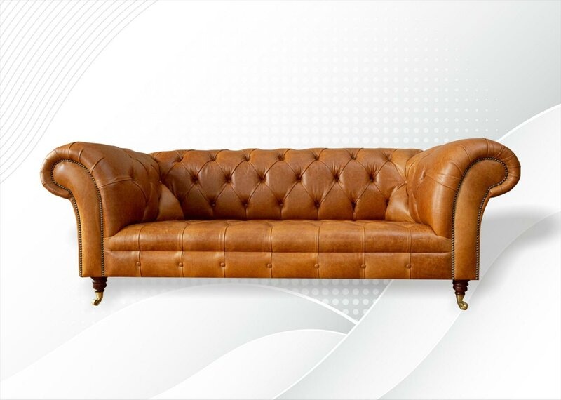 Chesterfield 3 Sitzer Braun Dreisitzer Couchen Leder Sofa Neu Ledersofa
