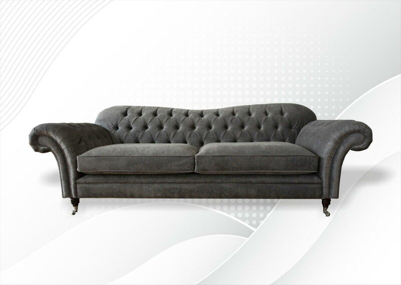 Klassische Chesterfield Grau Sofa Design Couchen Polster Sofas Luxus
