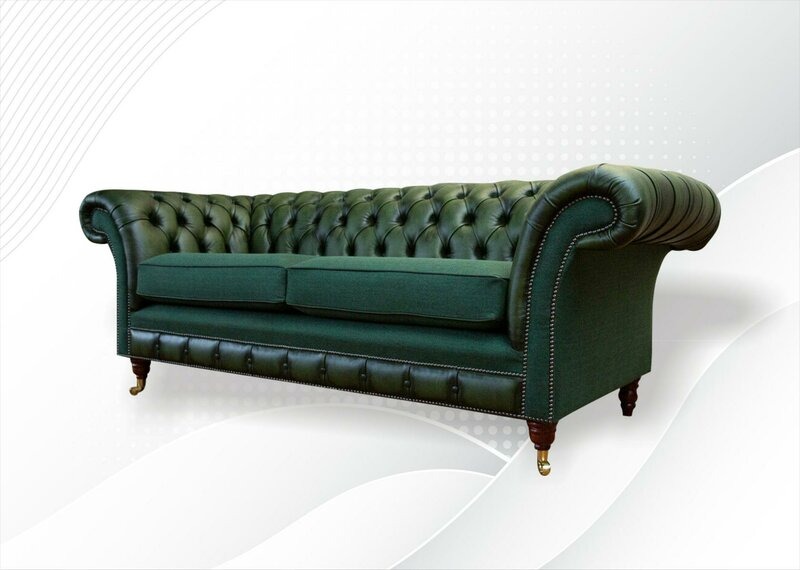 Chesterfield 3Sitzer Leder Grün Modern Design Sofa Neu Kreative Möbel