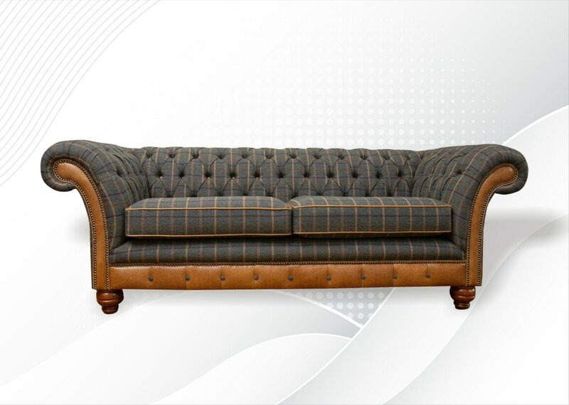 Chesterfield 3 Sitzer Grau Dreisitzer Wohnzimmer Design Couchen Polster