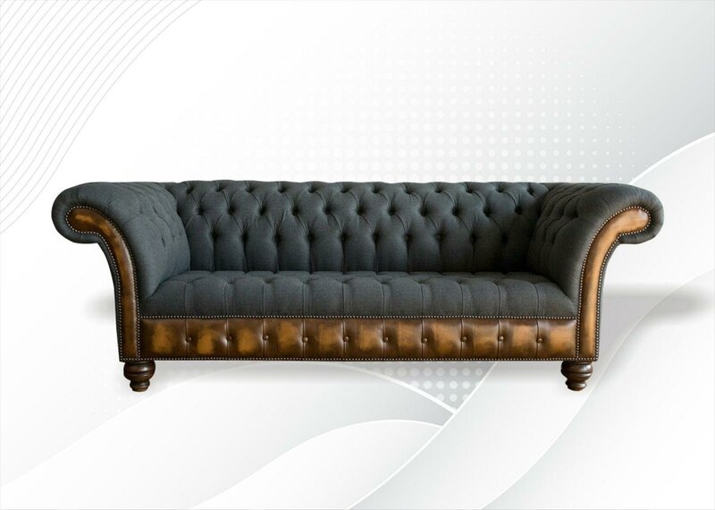 Dreisitzer Dunkelgrau Chesterfield Design Couchen Polster Klassische Sofas