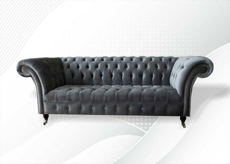 Chesterfield Grau Dreisitzer Kreative Möbel Neu Wohnzimmer Modern Design