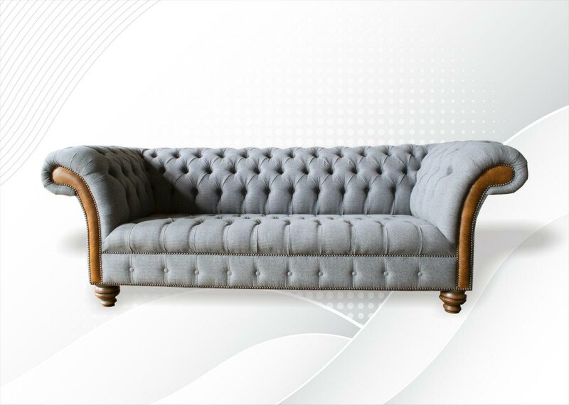 Chesterfield 3 Sitzer Wohnzimmer Modern Design Couchen Sofa Graue