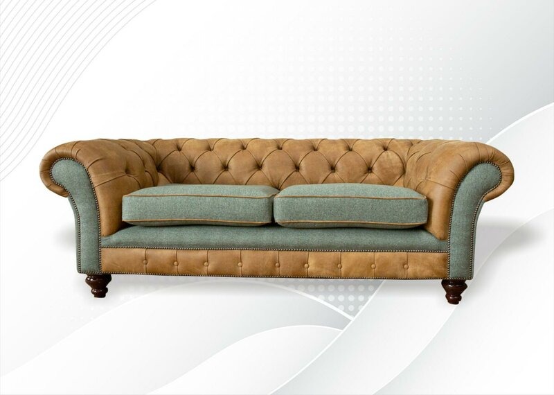 Chesterfield 3 Sitzer Leder Wohnzimmer Modern Design Couchen Sofa