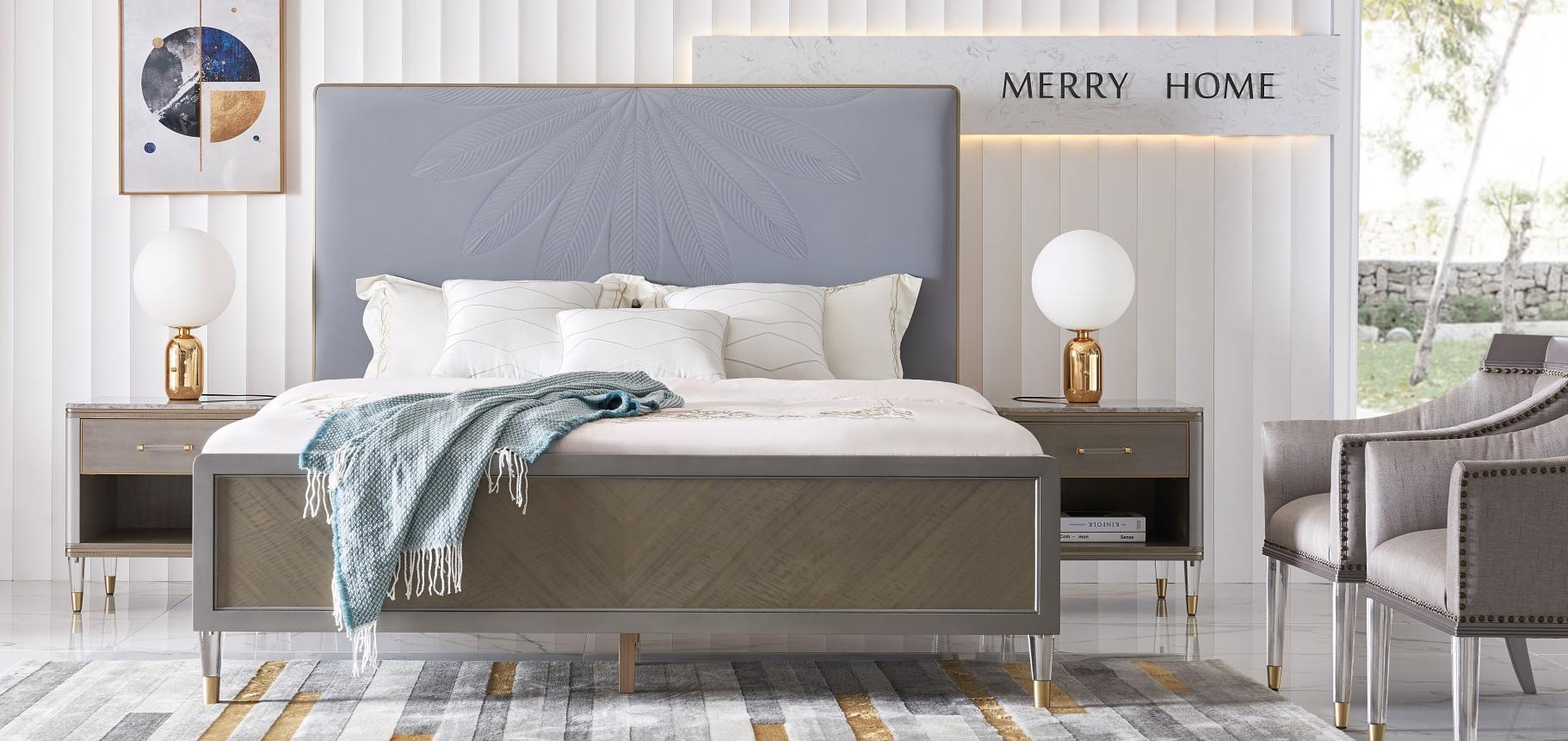 Bett 2x Nachttisch 3 tlg. Schlafzimmer Set Design Modern Luxus Betten Gruppe Neu
