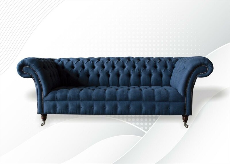 Chesterfield 3Sitzer Blau Wohnzimmer Modern Design Sofa Neu Blaue Möbel