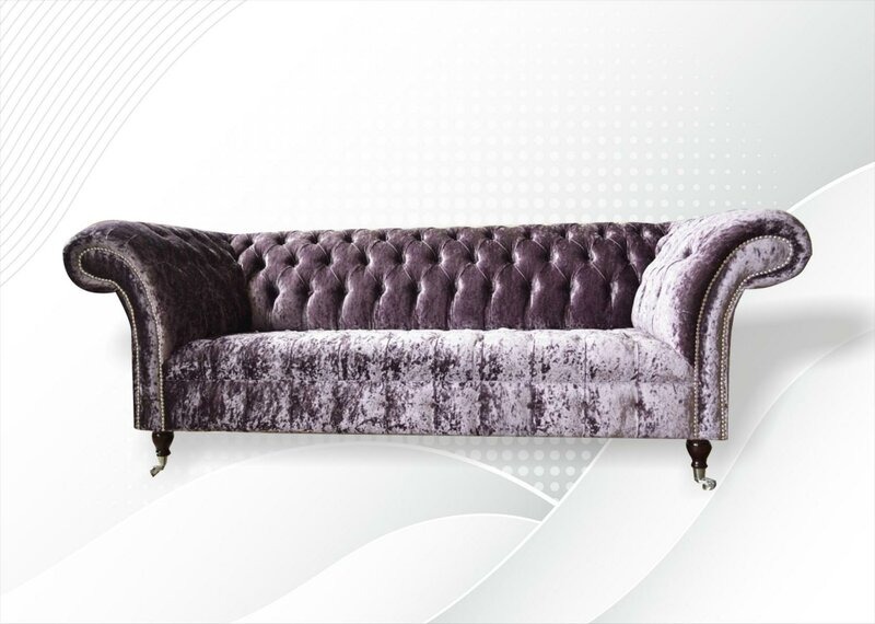 Chesterfield 3 Sitzer Violett Möbel Neu Wohnzimmer Modern Design Sofa