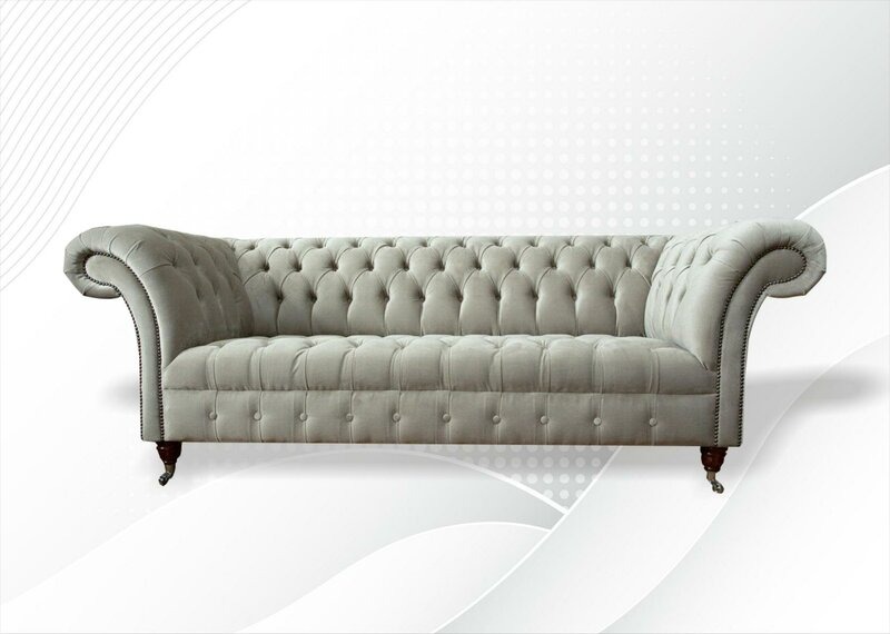 Chesterfield 3Sitzer Creme Wohnzimmer Modern Design Couchen Sofa Neu