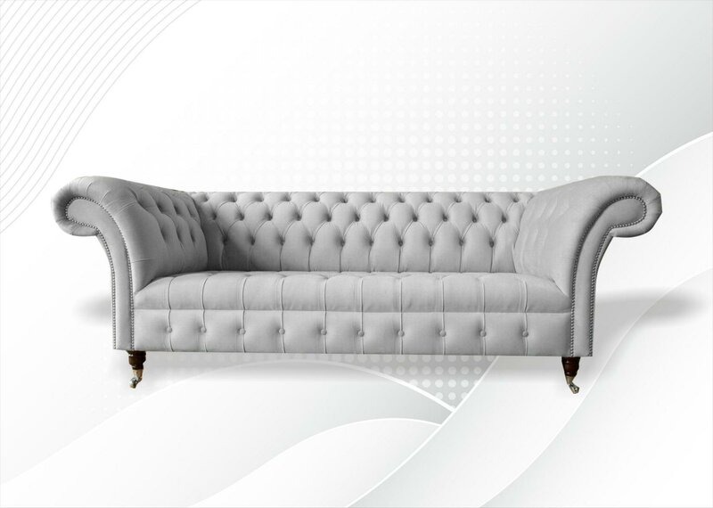 Chesterfield 3Sitzer Weiß Wohnzimmer Modern Design Sofa Neu Kreative