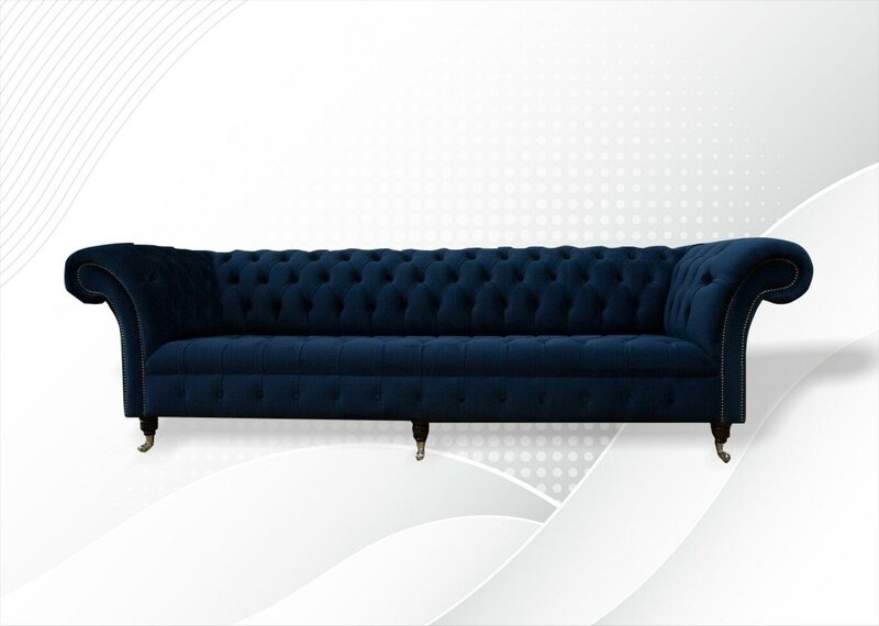Chesterfield 4 Sitzer Stoff Wohnzimmer Design Couchen Polster Sofa Sofas
