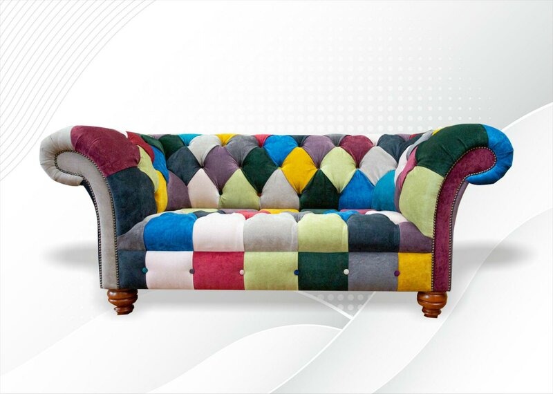 Chesterfield 2 Sitzer Sofa Textil Wohnzimmer Modern Design Couchen