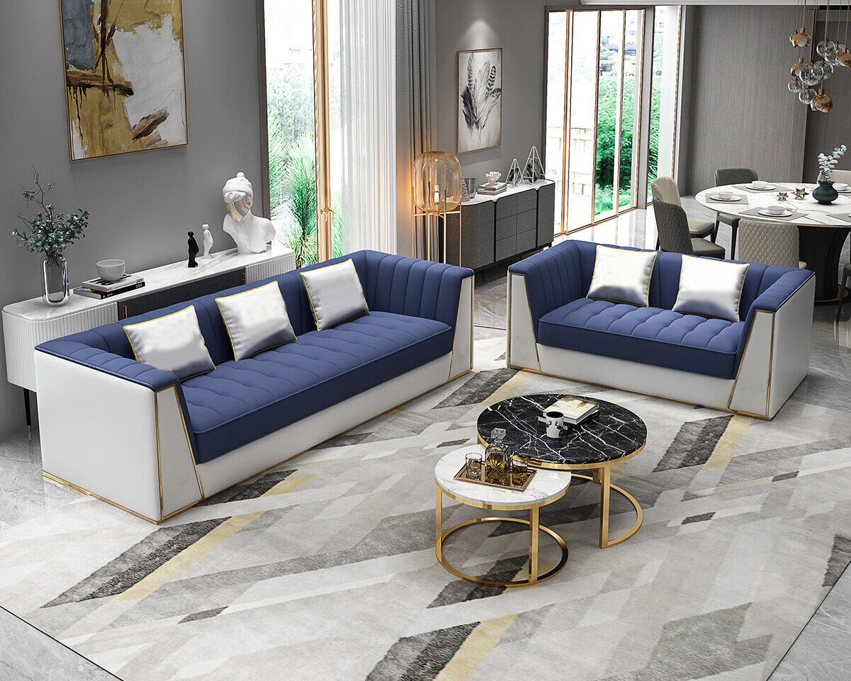 Designer Sofagarnitur Luxus Sofa Couch Polser Set Garnitur 3 2 Sitzer 2 tlg. Set