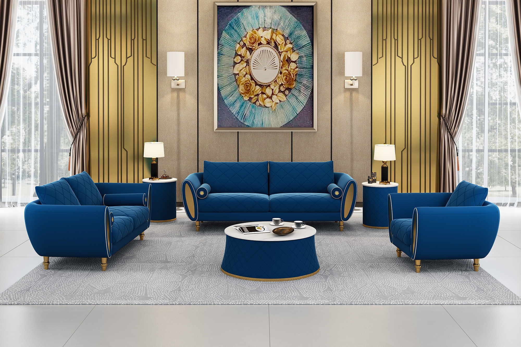 Sofagarnitur 3 2 1 Sitzer Set Design Sofa Polster Couchen Couch Modern Garnitur