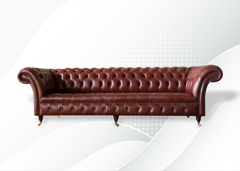 Chesterfield 4 Sitzer Leder Couch Design Couchen sofas Sofa big xxl