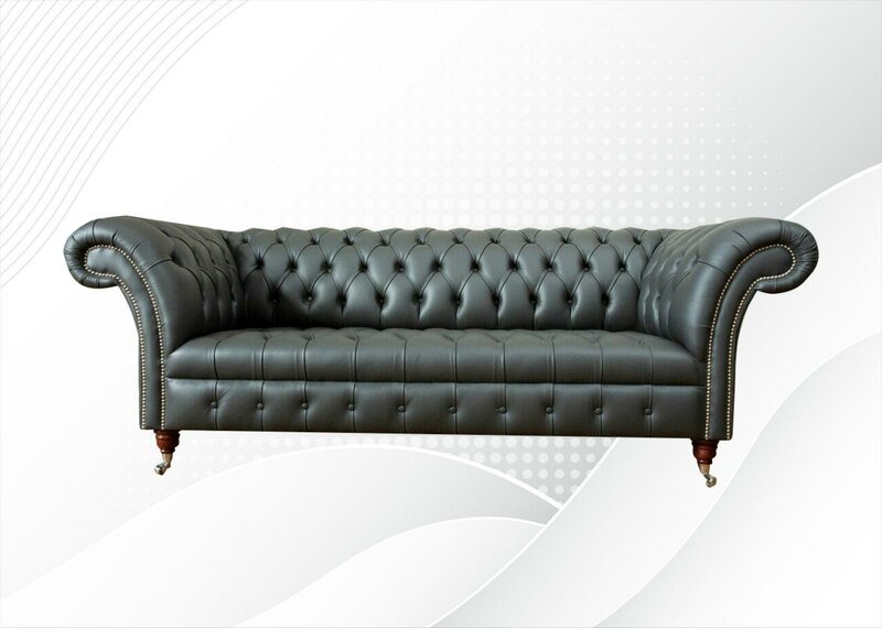 Chesterfield Leder Graue couchen Modern Design Couchen Sofa xxl