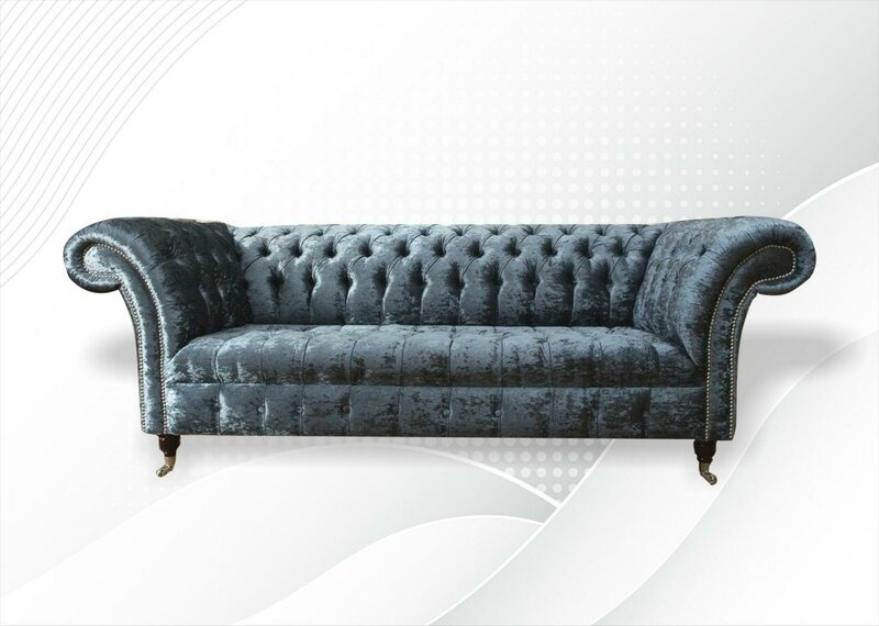 Chesterfield Sofa Stoff Wohnzimmer Grau Moderne Couchen xxl sofas