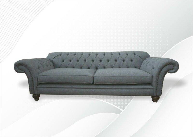 Chesterfield Dreisitzer Grau Sofa Design Couchen Polster Sofas xxl big