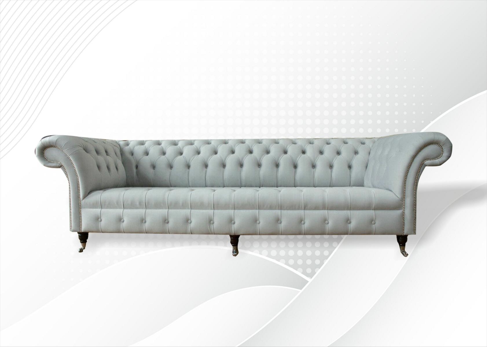 Chesterfield 4 Sitzer Hellblau Wohnzimmer Modern Design Couchen Sofa