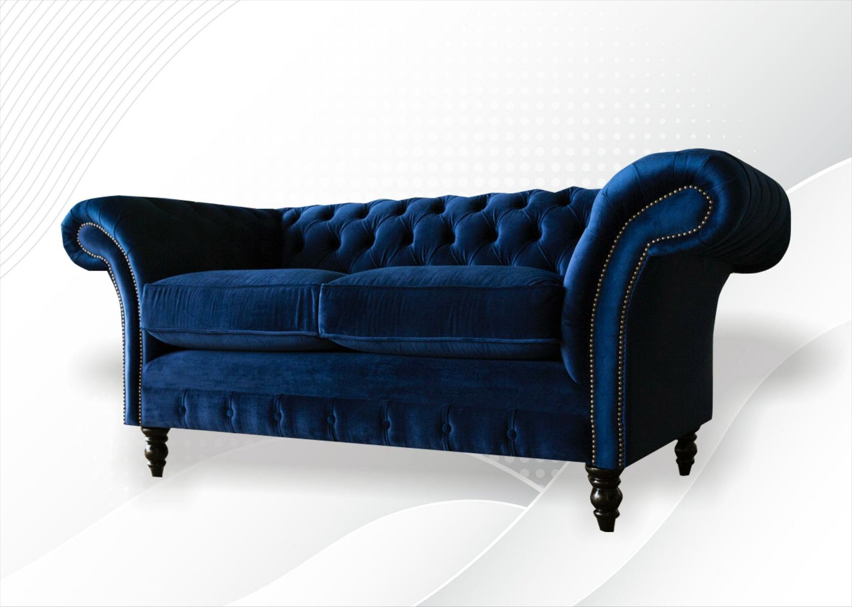 Zweisitzer Couch Polster Sofa 2 Sitz Textil Couchen Stoff Luxus Chesterfield Neu