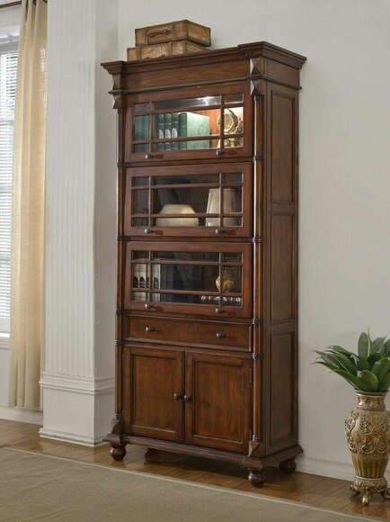 Klassische Vitrinenschrank Vitrine Bücherschrank Bücherregal Schrank Glasschrank