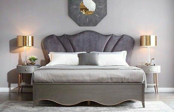 Hotel Doppel Stoff Bett Schlafzimmer Polster Luxus Betten 180x200cm