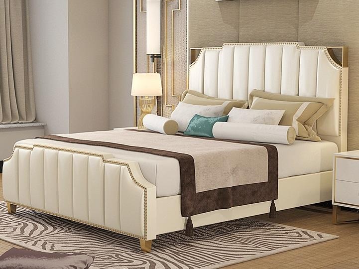 Design Doppelbett Bett Hotel Luxus Schlafzimmer 180x200cm Leder Betten Polster