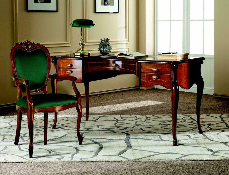 Schreibtisch Barock Rokoko Tisch 2tlg. Set Garnitur Italienische Möbel NeuSessel