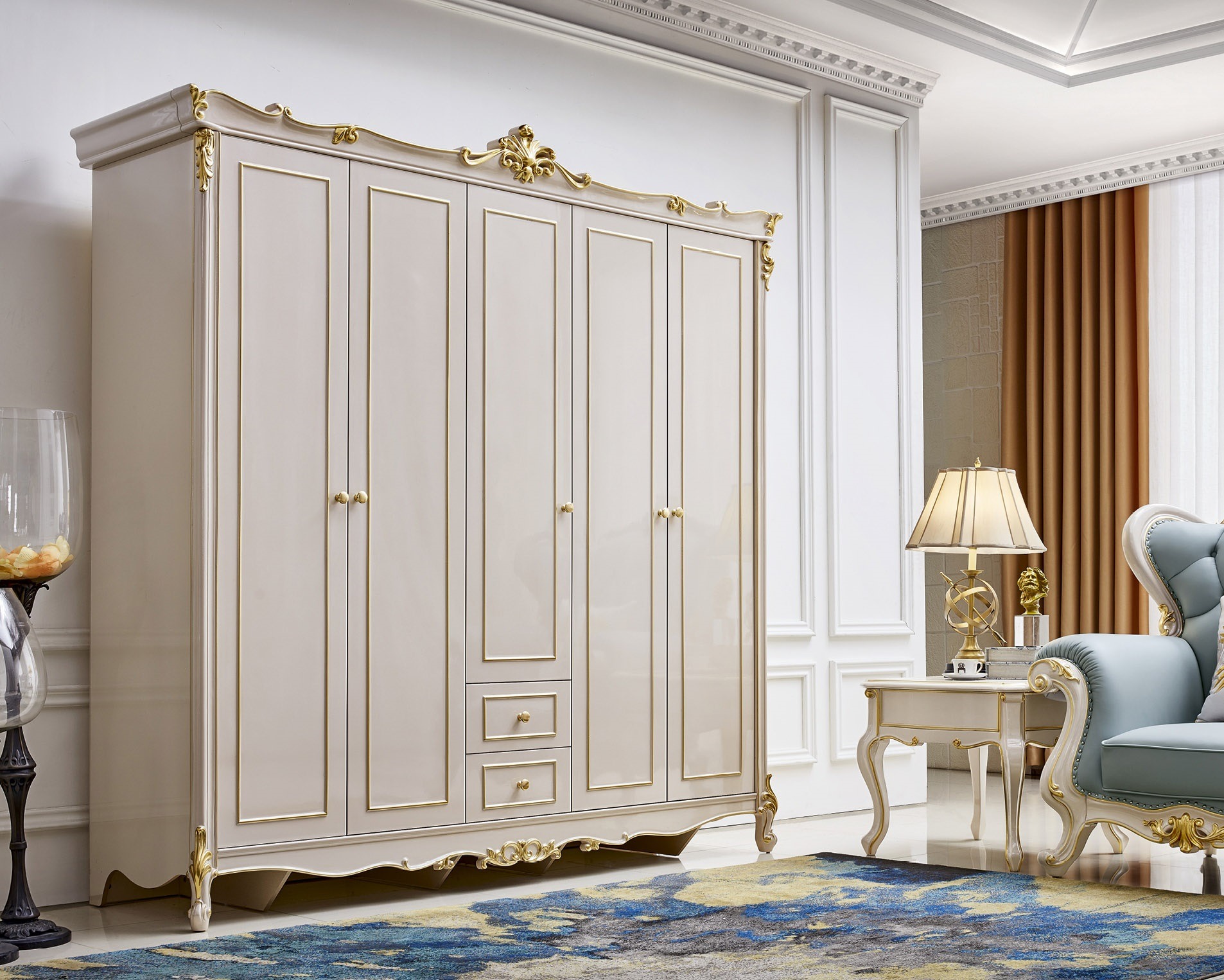 Kleiderschrank Schlafzimmer Holz Schrank Barock Antik Stil Rokoko Schränke Neu