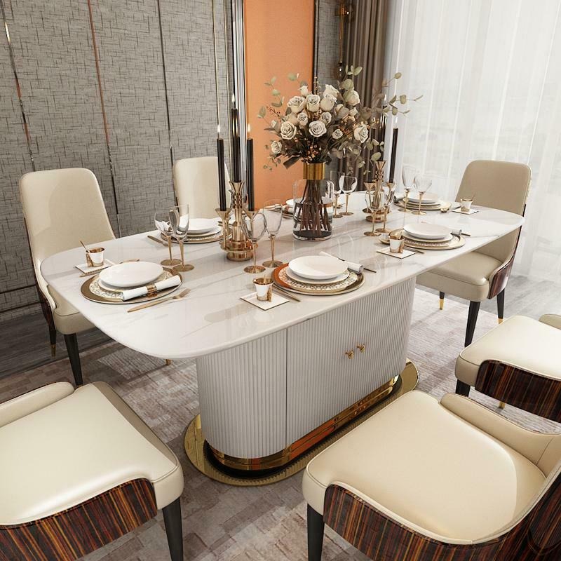 Designer Marmor Ess Tisch + 6 Stühle Set Garnitur Zimmer Gruppe 7 tlg. Tische