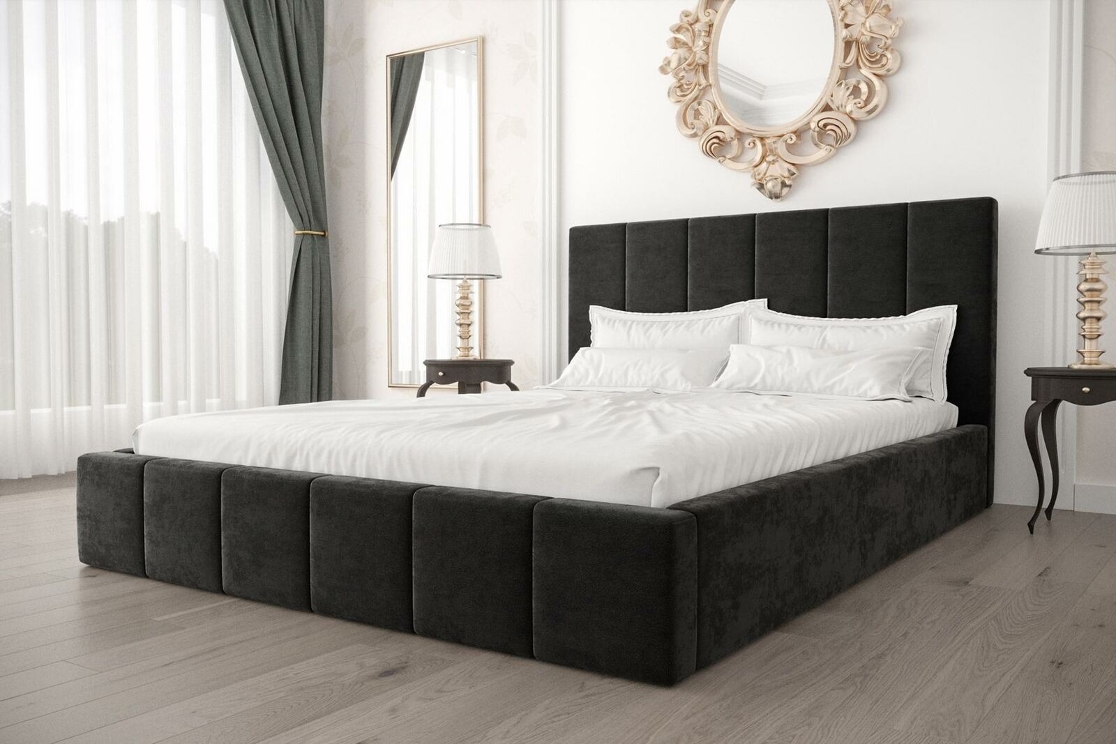Doppelbett Luxus Samt Textil Bett Doppel Schlafzimmer Design 160x200cm Betten