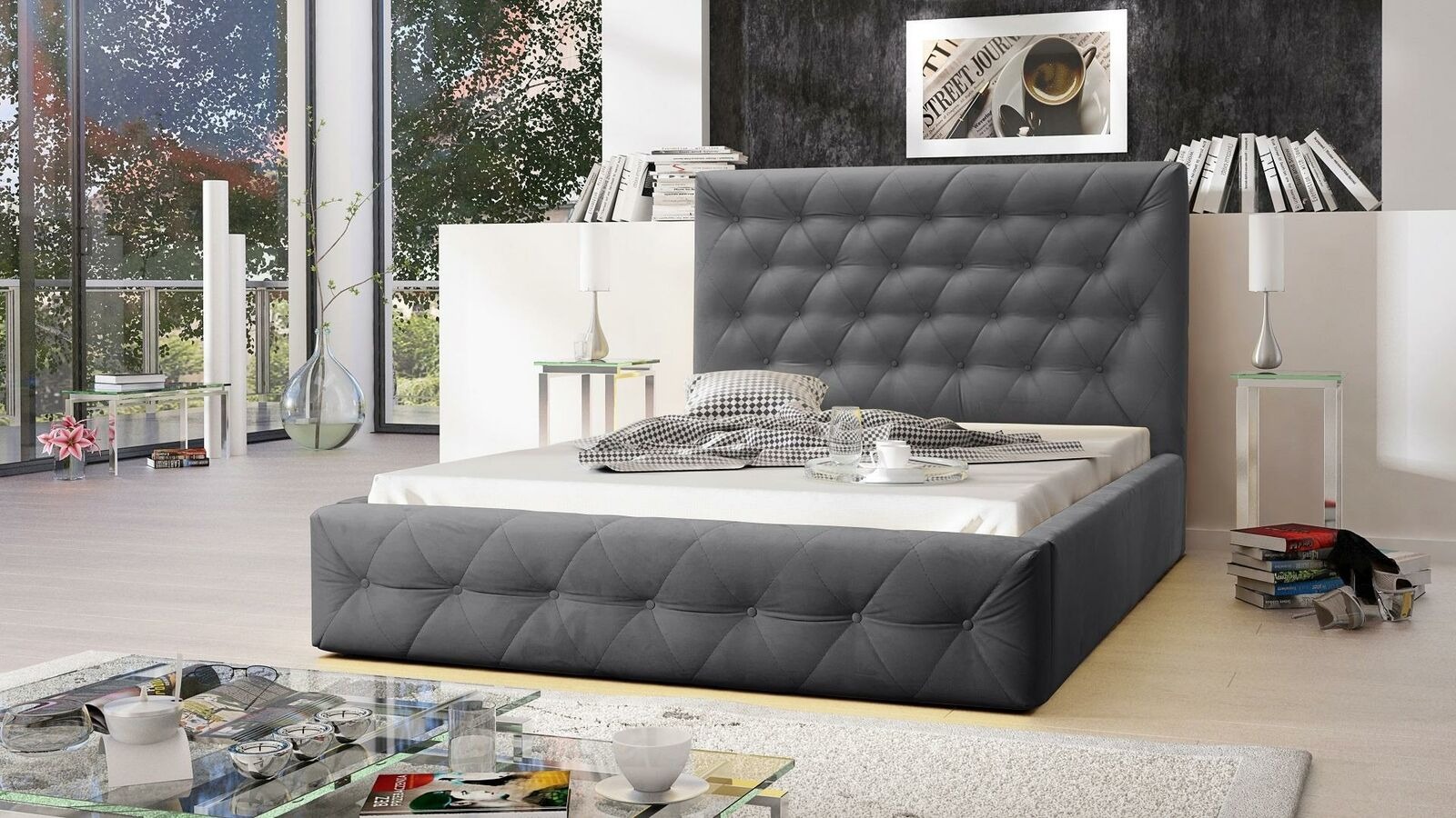 Modernes Designer Holz Bett Edles Möbel Doppel Betten Neu Schlafzimmer Polster