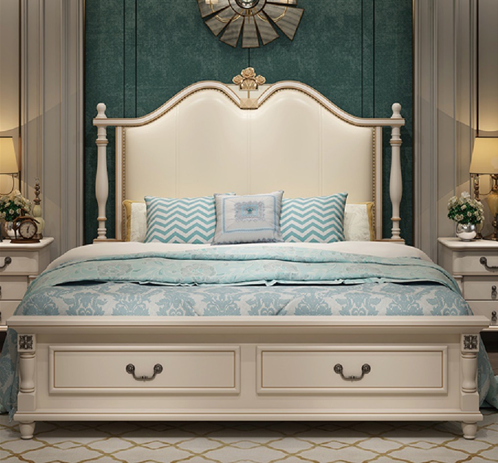Bett Polster Design Luxus Doppel Hotel Betten Königliches Barock Holz Möbel Neu