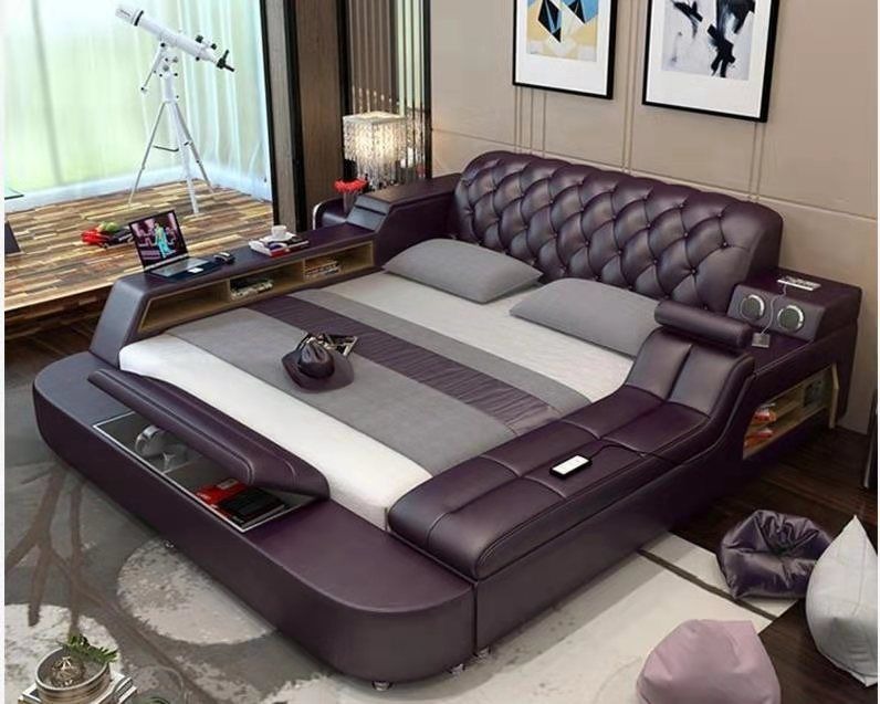 Design Bett XXL Big Betten Leder Hotel Polster 180x200 Multifunktion Regal Neu